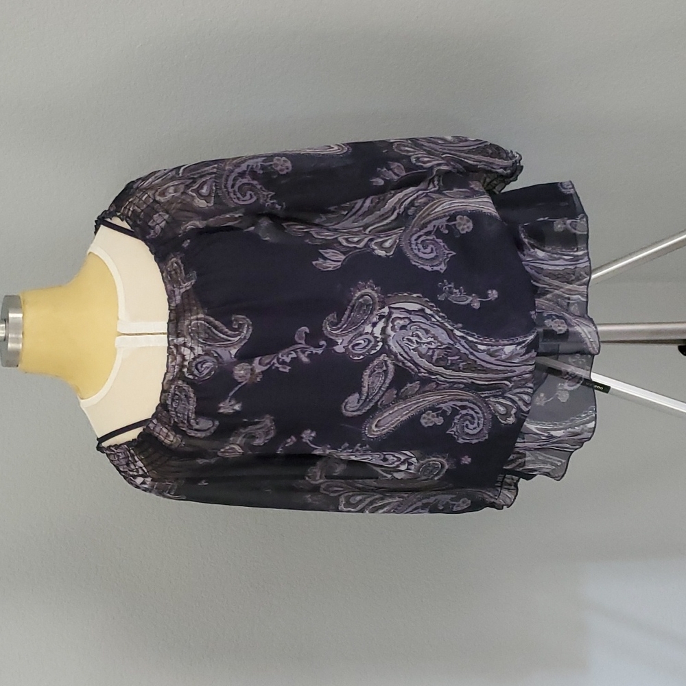 INC Sheer blouse with adjustable tank top liner 2pc Women Size 8